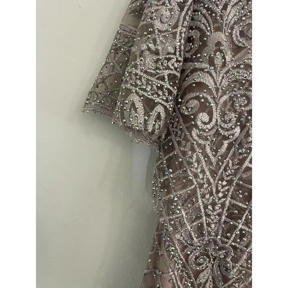 Lara Dress 14 Cape Sleeve Mermaid Beaded Gown Formal Mother of Bride Lavender - Picture 15 of 16